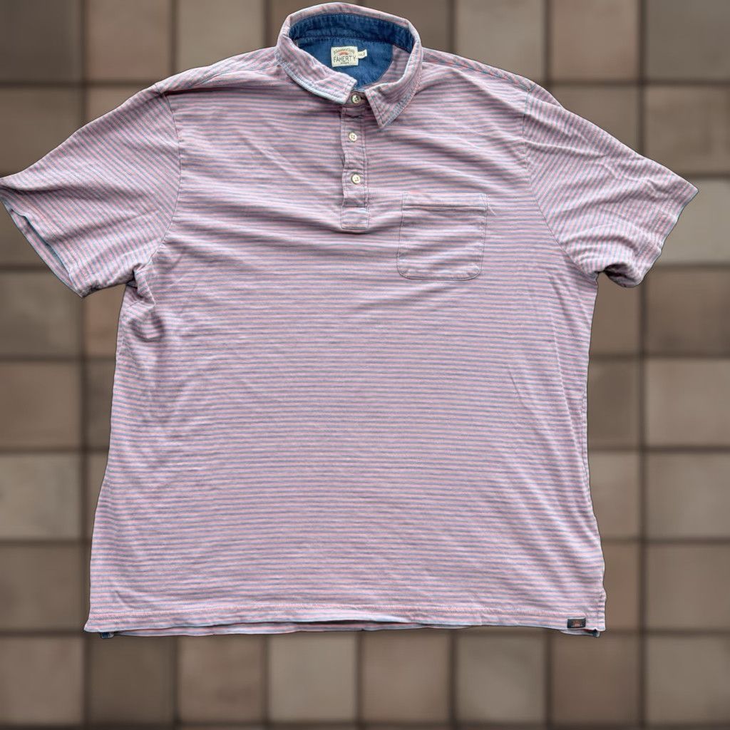 Faherty Faherty Polo Shirt Men 2XL Striped Organic Cotton Designer Preppy Golf Casual Shirt Size US XXL / EU 58 / 5 - 1 Thumbnail