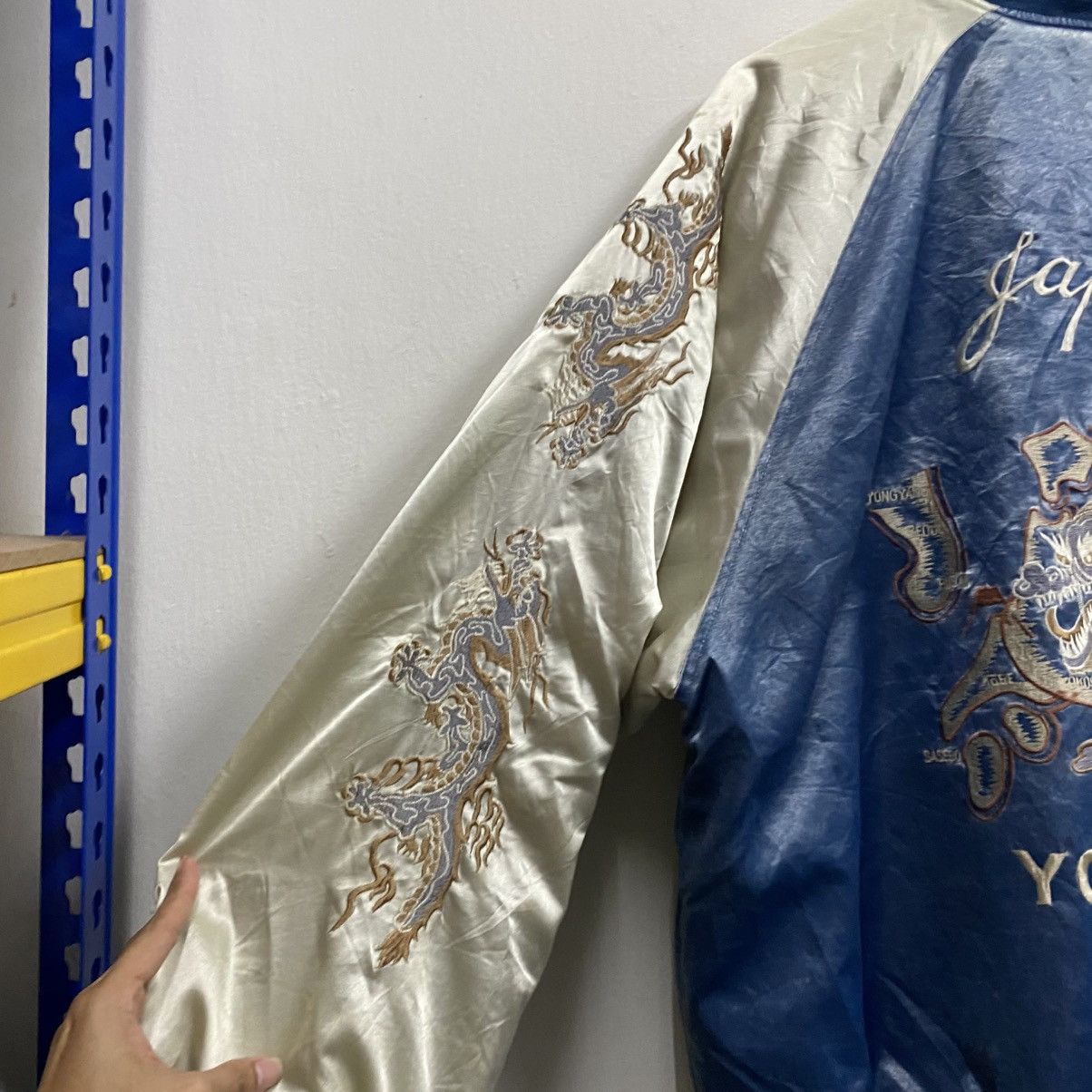 Japanese Brand Rare!! JUNGLE STORM Japan Sukajan Fukuoka Dragon Jacket Size US XXL / EU 58 / 5 - 8 Thumbnail