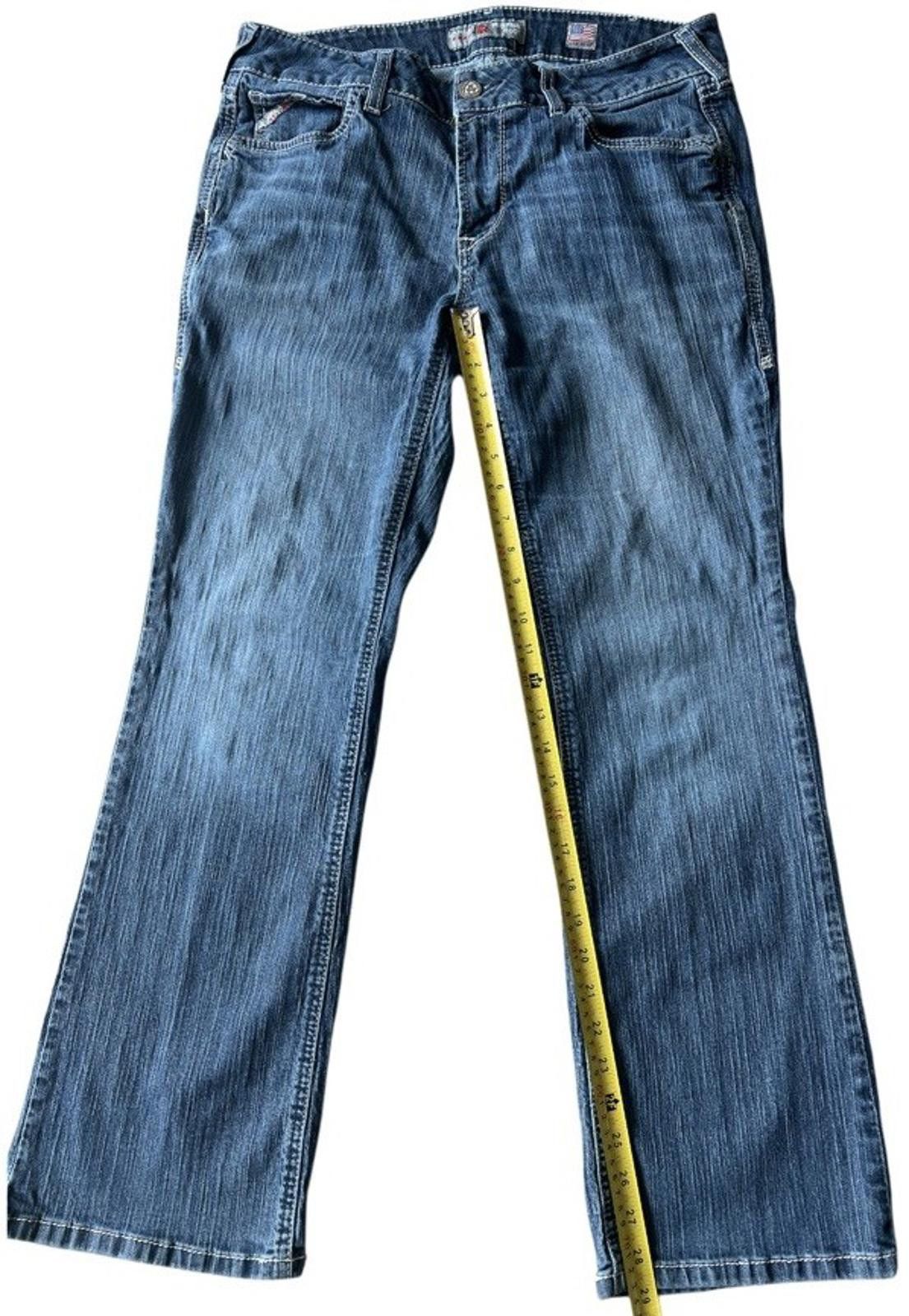 Ariat Ariat Real Denim Size 31 Medium Mid Rise Bootcut Whiskering Size 31" - 6 Thumbnail