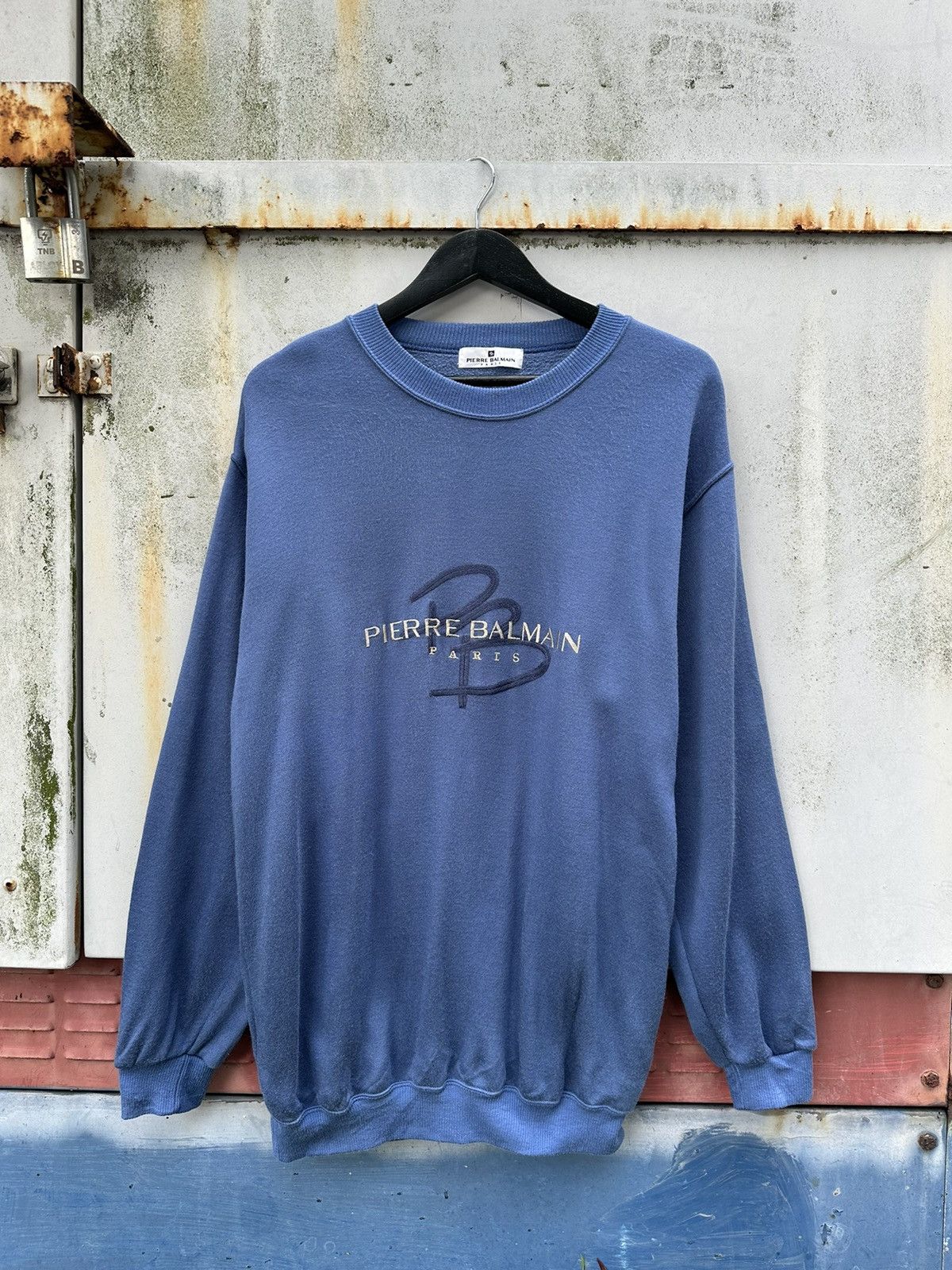 Pierre Balmain 👹Pierre Balmain Embroidery Logo Oversized Crewneck Size US XL / EU 56 / 4 - 5 Thumbnail