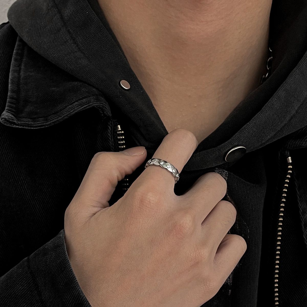 Jewelry Punk Jewelry Rings Open Size Chrome Ring (Size 7-13) Size ONE SIZE - 3 Thumbnail