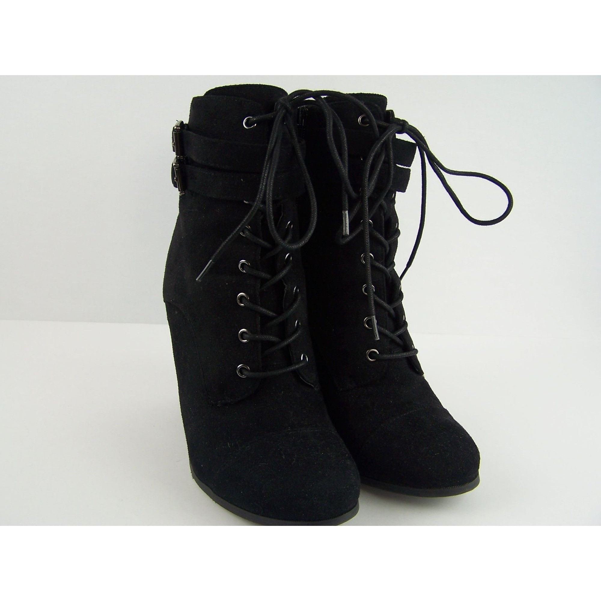 Designer Wild Diva Velvet Suede Ankle Zip/Tie Boots Size US 9 / IT 39 - 2 Thumbnail