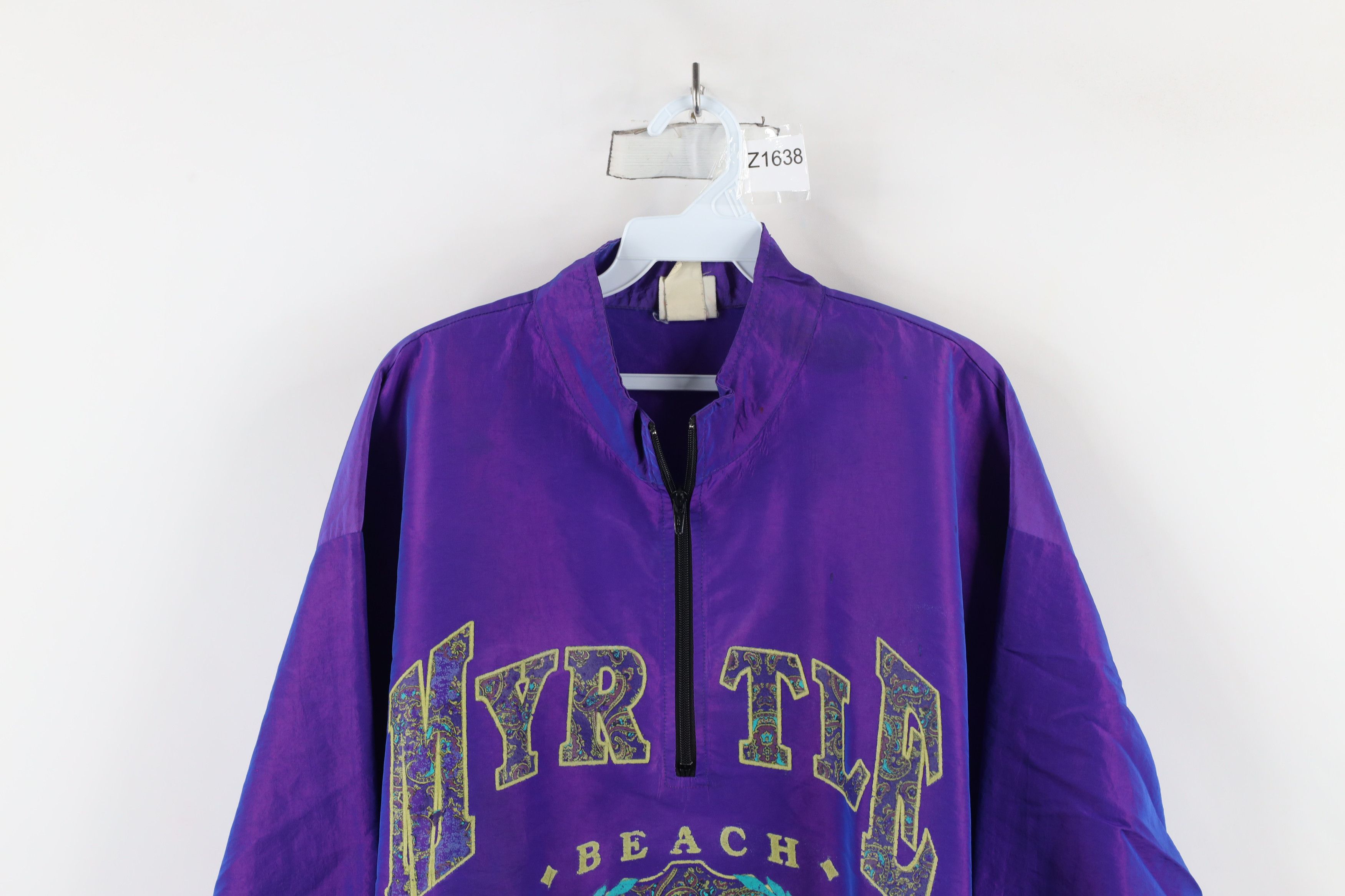 Vintage Vtg 90s Surf Style Myrtle Beach Pullover Windbreaker Jacket Size US XXL / EU 58 / 5 - 2 Thumbnail