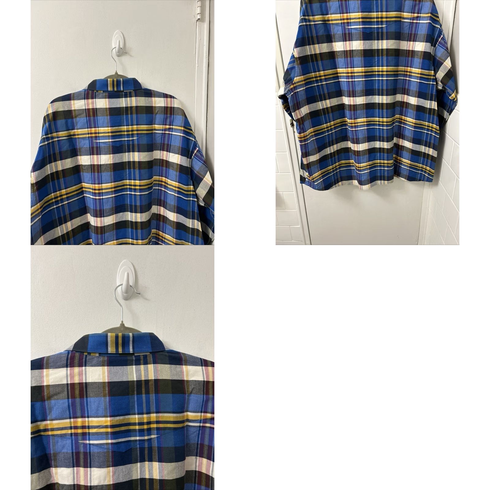 Wrangler VINTAGE Wrangler Western Shirt Mens 2XL Blue Yellow Oxford Plaid Button Down L/S Size US XXL / EU 58 / 5 - 8 Thumbnail