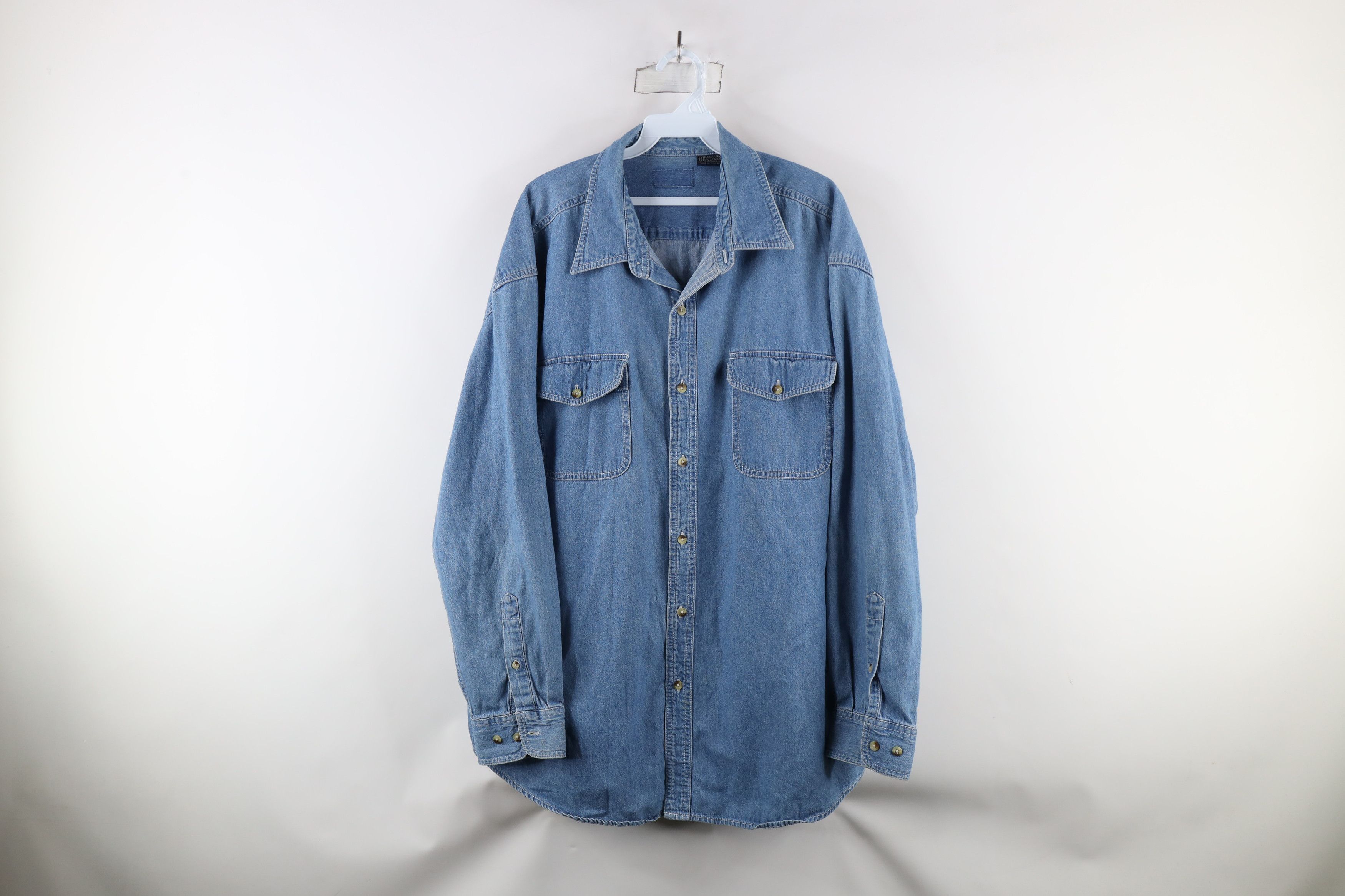 Vintage Vintage 90s Streetwear Baggy Fit Denim Jean Button Shirt Size US XL / EU 56 / 4 - 1 Thumbnail