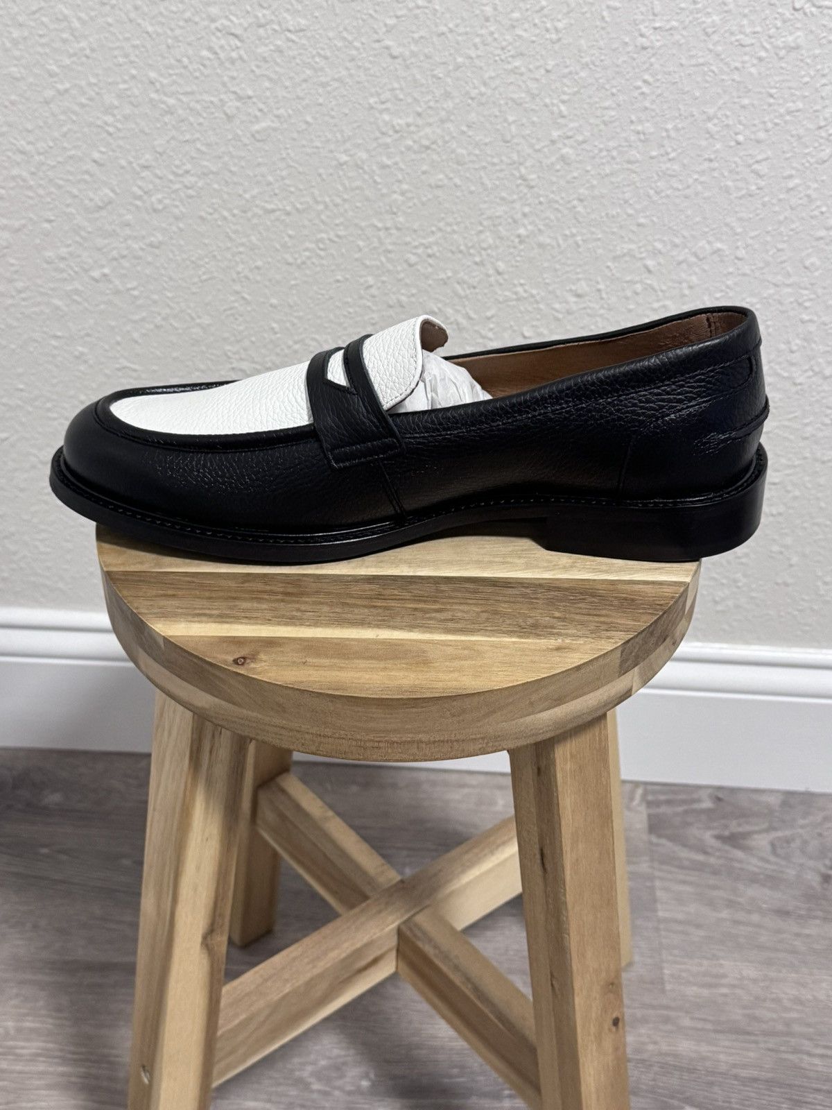J.Lindeberg J.Lindeberg Dean Black White Leather Penny Loafers Size US 12 / EU 45 - 13 Thumbnail