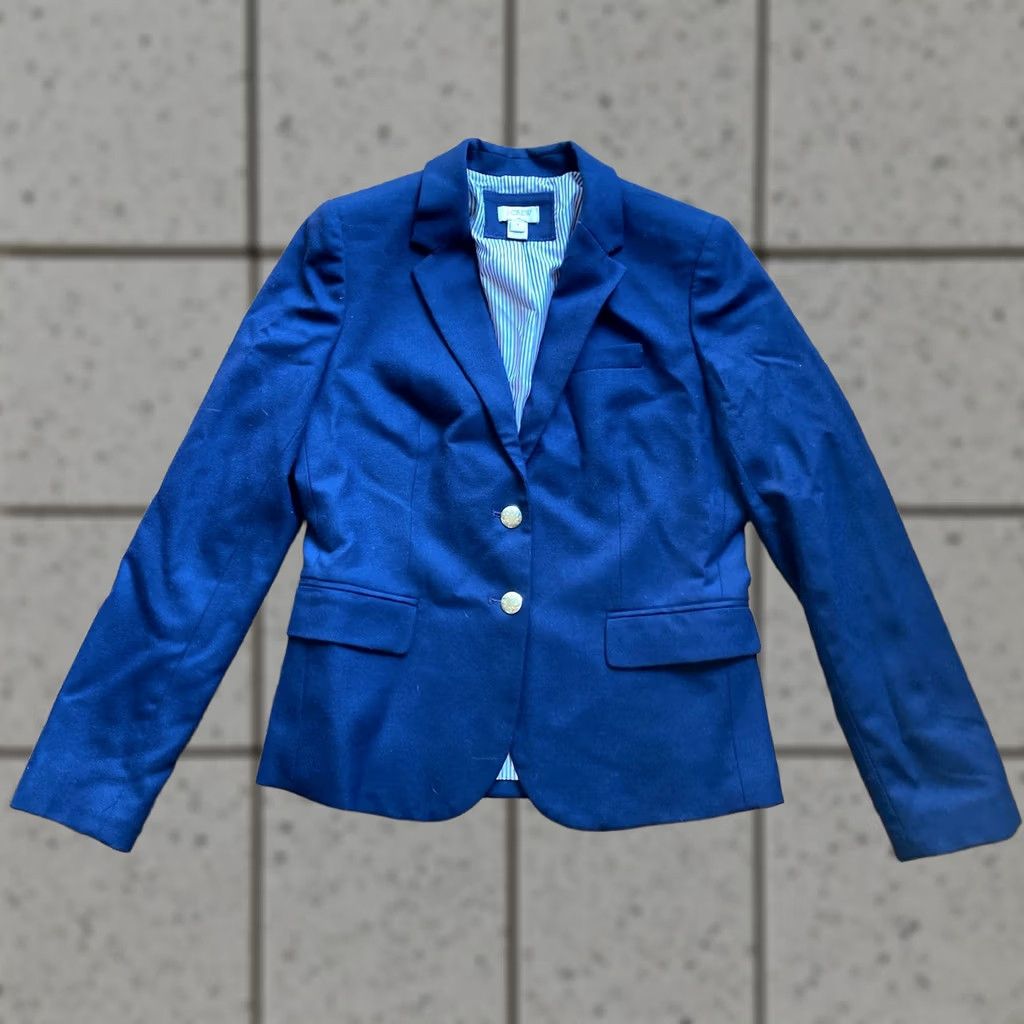 J.Crew J. Crew Blazer Women Size 4 Wool Blend Navy Blue Gold Button Jacket Size S / US 4 / IT 40 - 1 Thumbnail
