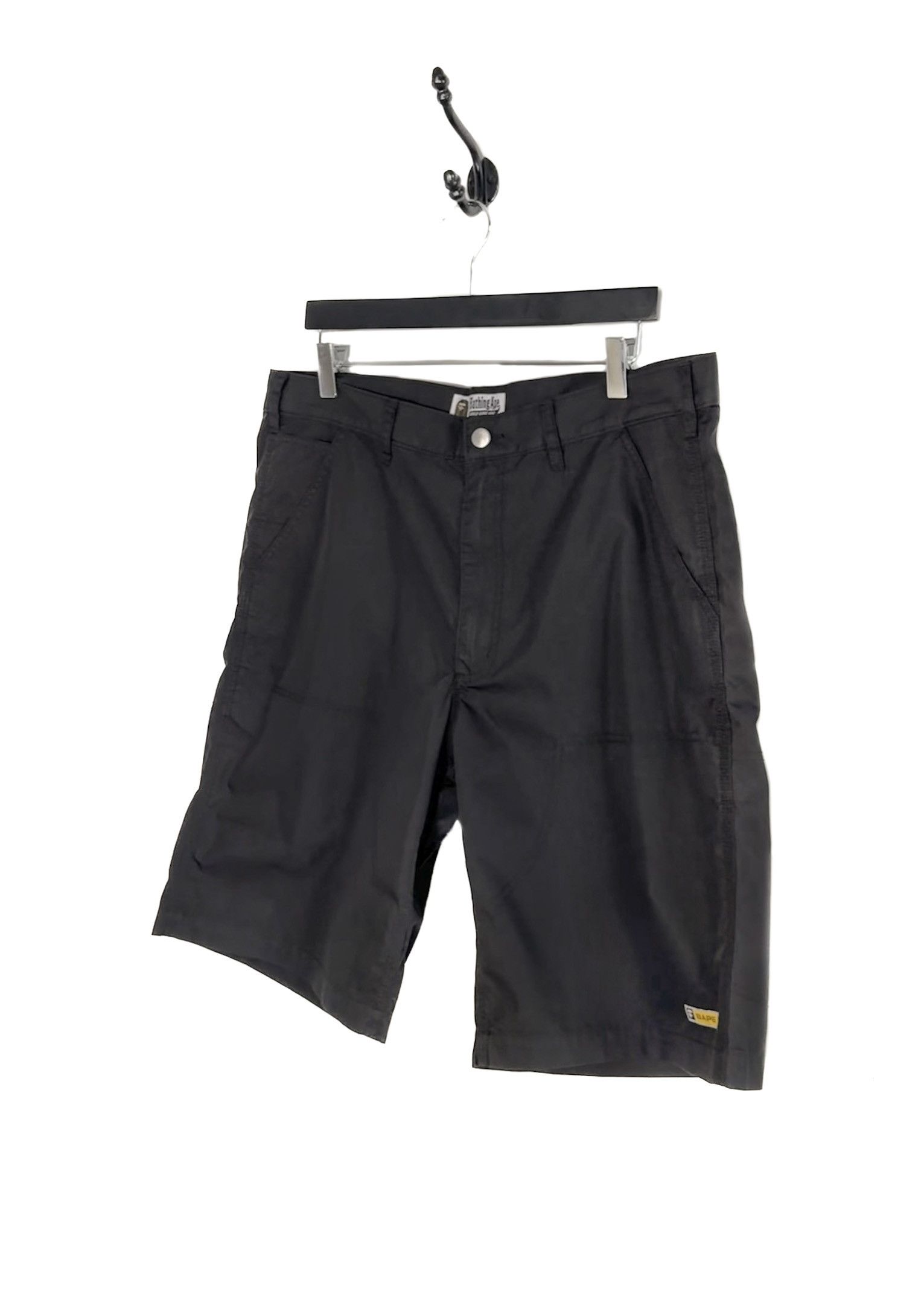 Bape Bape Black Cotton Nylon Logo Embroidered Bermuda Shorts Size US 36 / EU 52 - 2 Thumbnail