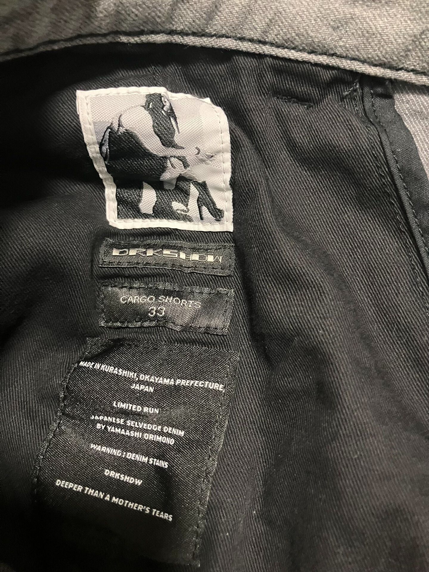 Rick Owens Drkshdw SS23 EDFU Made in Japan 16oz Selvedge Denim Cargo Shorts Size US 33 - 4 Thumbnail