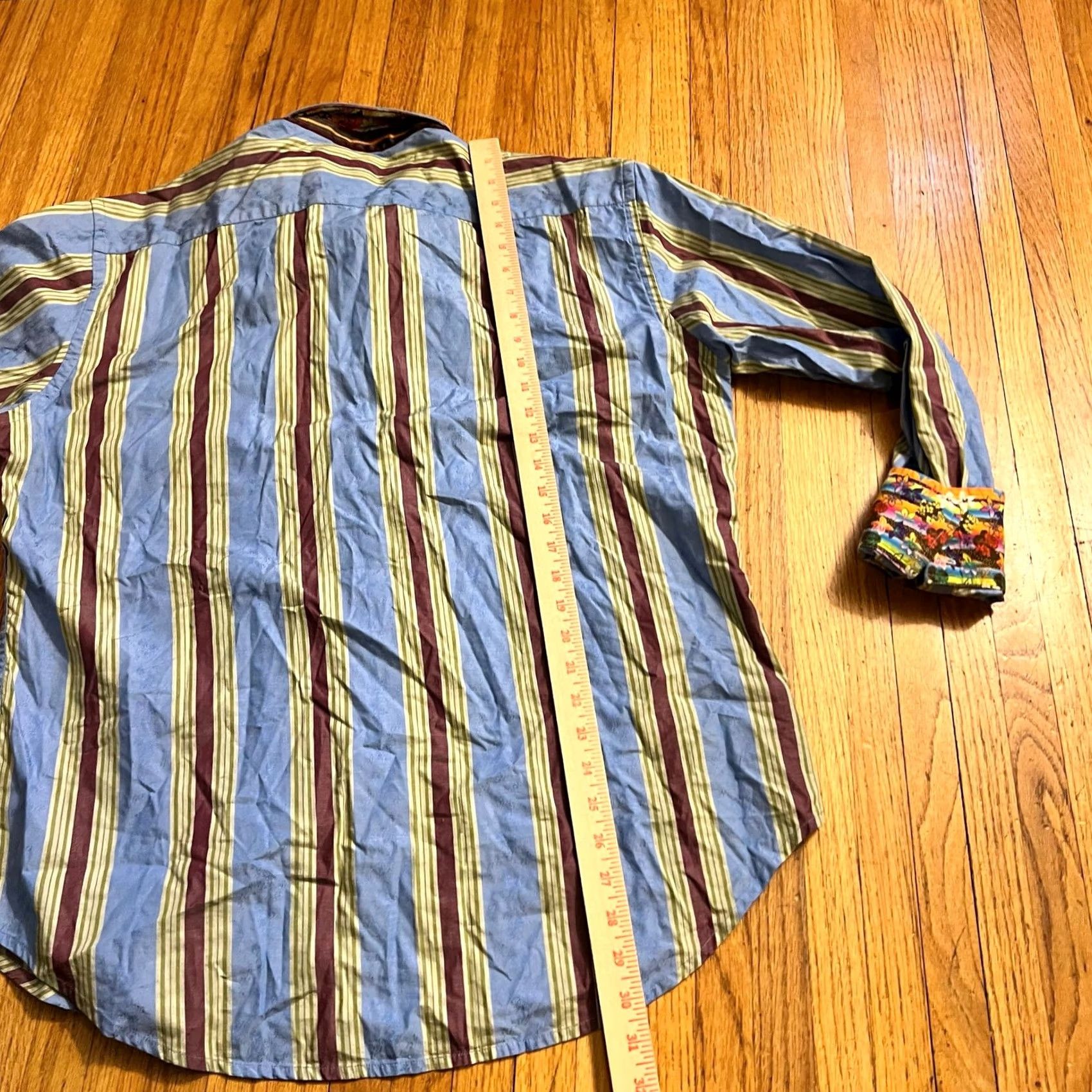 Robert Graham Robert Graham Shirt Mens XL Stripe Floral Flip Cuff Blue Button Up Long Sleeve Size US XL / EU 56 / 4 - 7 Thumbnail