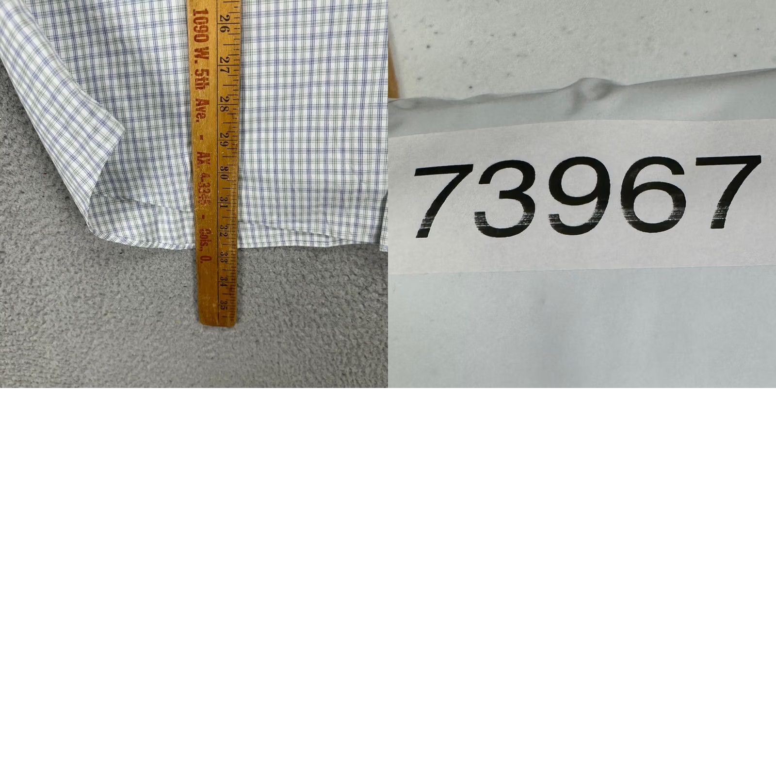 Vintage Paul Fredrick Mens Dress Shirt White Green Plaid Button Up Long Sleeve Adult 17-36 Size 46R - 8 Thumbnail