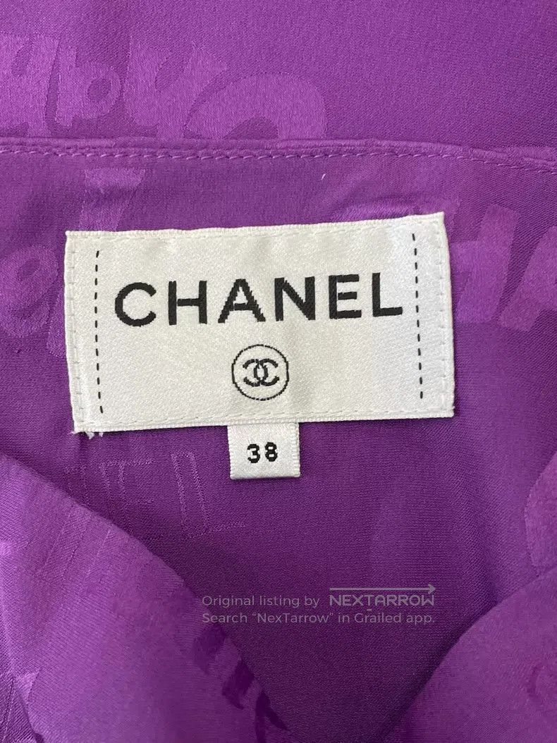 Chanel Chanel Purple silk lotus leaf dark pattern logo dress Size XS / US 0-2 / IT 36-38 - 4 Thumbnail