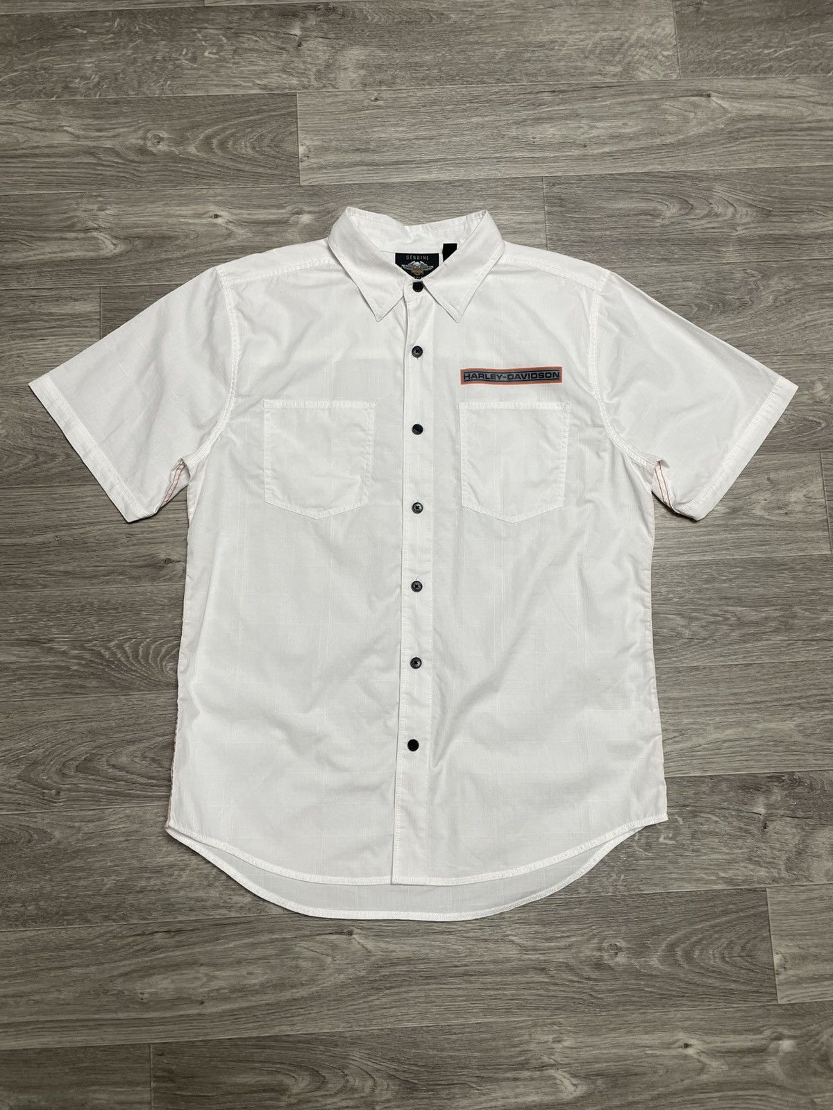 Harley Davidson Vintage Harley Davidson White Short Sleeve Shirt Button Up Size US L / EU 52-54 / 3 - 1 Thumbnail