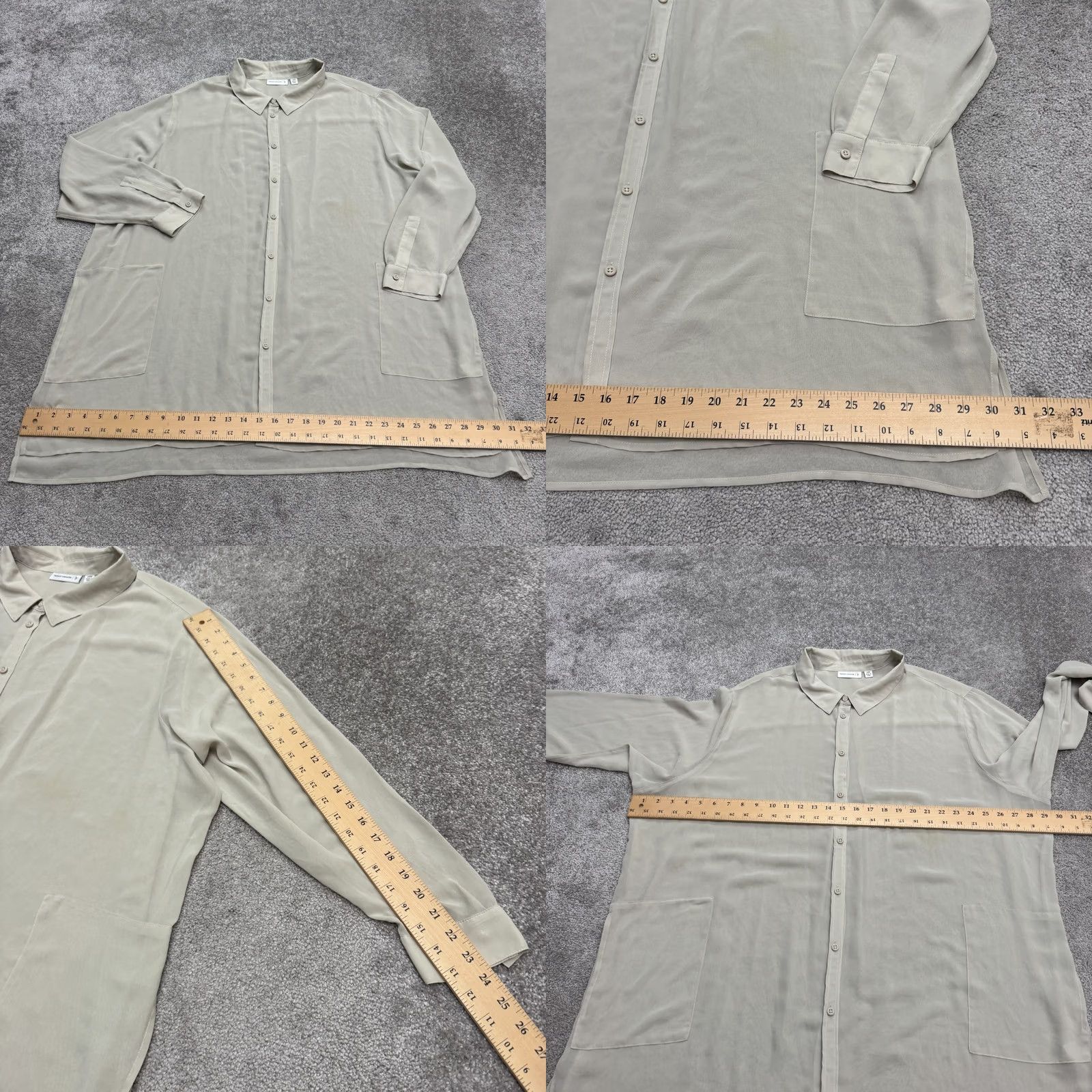 Vintage VINTAGE: Susan Graver Shirt Womens Plus 28W Long Sleeve Button-Up Tunic Pockets Beige Size 4XL / US 24-26 - 9 Thumbnail