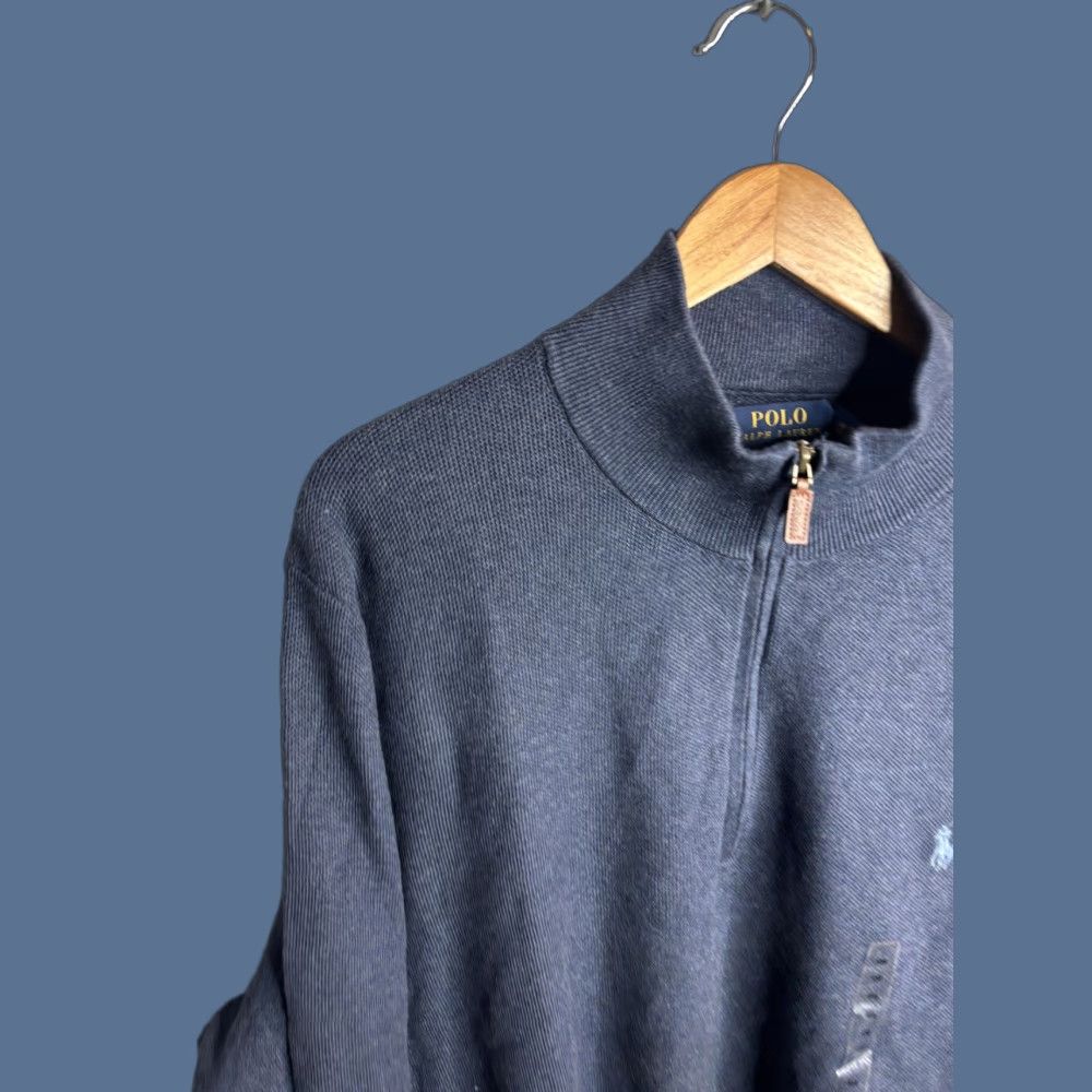 Polo Ralph Lauren Polo Ralph Lauren Sweater Mens Big 4XB Blue 1/4 Zip Mock Neck Pony pullover Knit Cotton Size US XXL / EU 58 / 5 - 1 Thumbnail