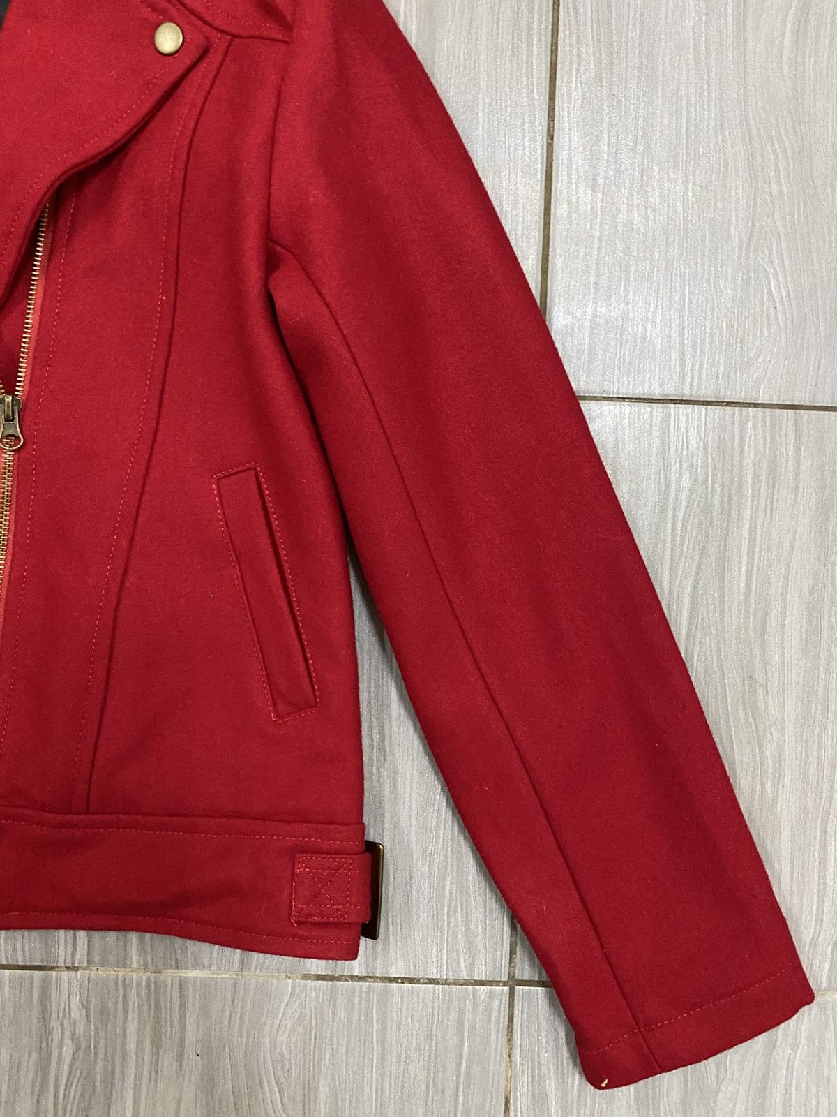 Japanese Brand Japanese Sakura Embroidery Wool Biker Jacket - Red Size US S / EU 44-46 / 1 - 7 Thumbnail
