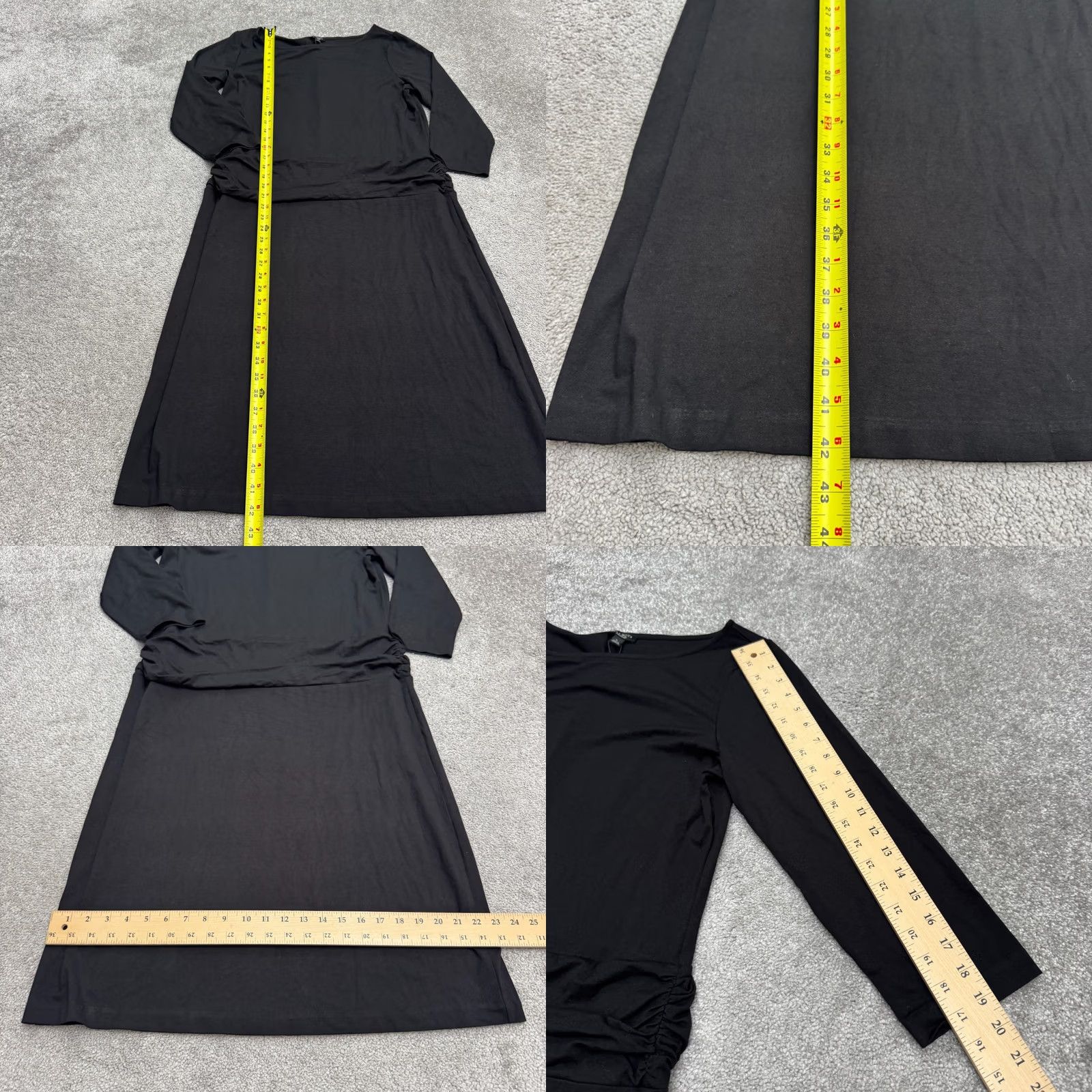 Talbots Talbots Dress 3/4 Sleeve Boat Neck Ruched Jersey Midi Womens Large Black NWT Size L / US 10 / IT 46 - 8 Thumbnail