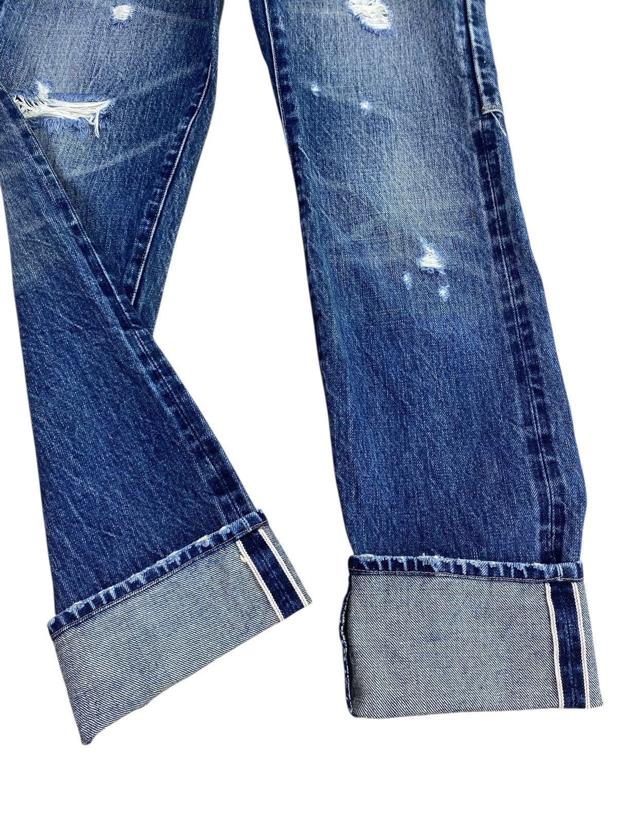 Other Japanese Brand X Selvedge Ripped Style Buckle Back Jeans Size US 30 / EU 46 - 9 Thumbnail
