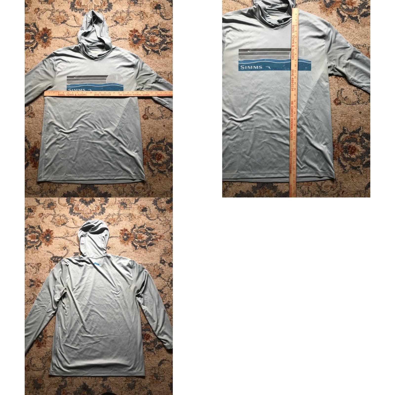 Vintage Simms Shirt Mens M Light Gray Hooded Long Sleeve Fishing Performance Pullover Graphic Print Crew Neck Size US M / EU 48-50 / 2 - 8 Thumbnail