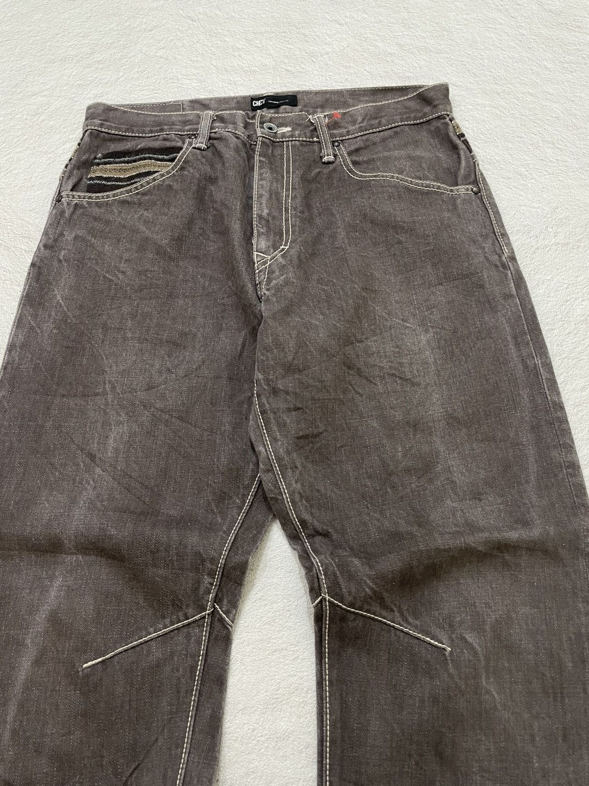 Japanese Brand 2000s Concave Brown Wide Leg Pants Striped Pocket Y2K Size US 31 - 3 Thumbnail