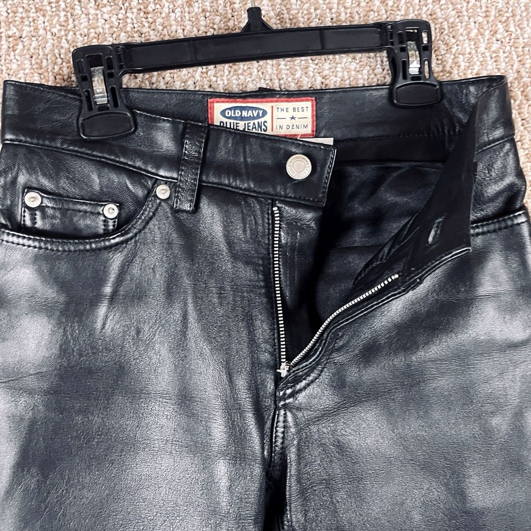 Old Navy Vintage Old Navy Leather Pants - 1 26x29 Black Grunge 90s Y2K Indie Goth Punk T132 Size 25" / US 0 / IT 36 - 6 Thumbnail