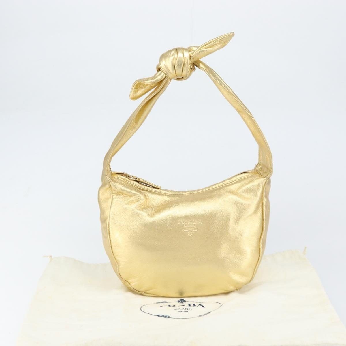 Prada Prada Leather Shoulder Bag Gold Size ONE SIZE - 13 Thumbnail