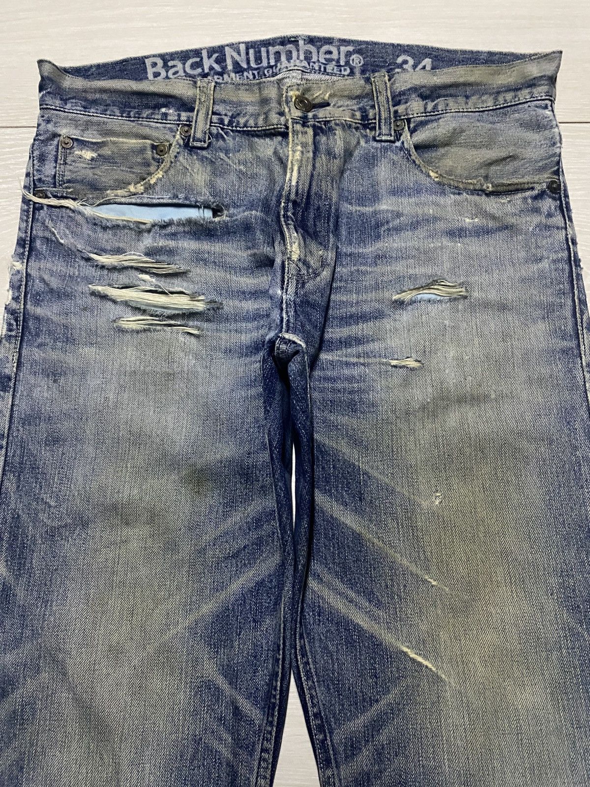 Vintage Vintage Japanese Brand Back Number Mud Wash Cropped jeans Size US 35 - 3 Thumbnail