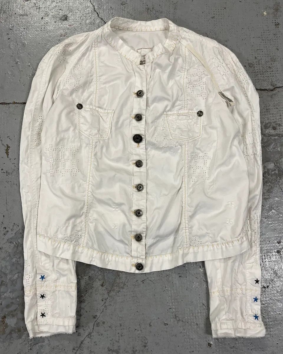Marithe + Francois Girbaud 1990s Marithé + François Girbaud White Eyelet Embroidered Shirt Size M / US 6-8 / IT 42-44 - 4 Thumbnail