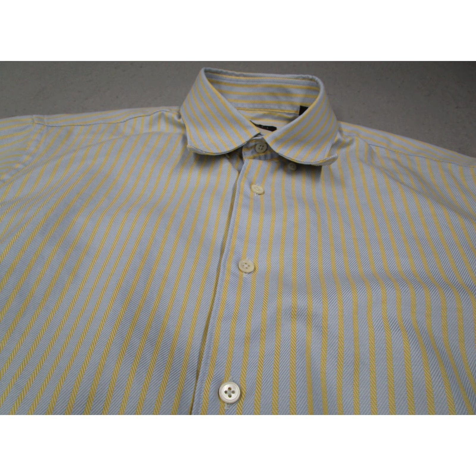 Canali Canali Shirt Men Large Blue Striped Button-Down Long Sleeve Textured Cotton Classic Preppy Mens Size US L / EU 52-54 / 3 - 2 Thumbnail