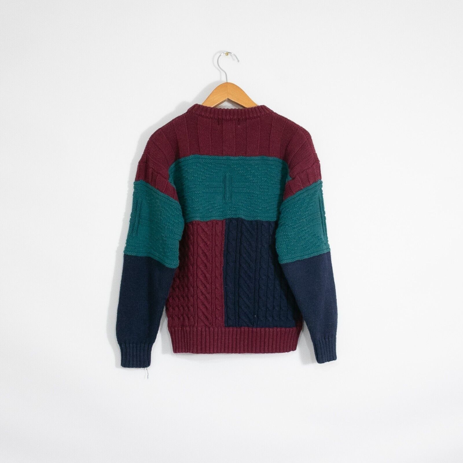 Vintage Vintage Patchwork Cable Knit Sweater Mens Medium - Slim Fit Size US M / EU 48-50 / 2 - 5 Thumbnail