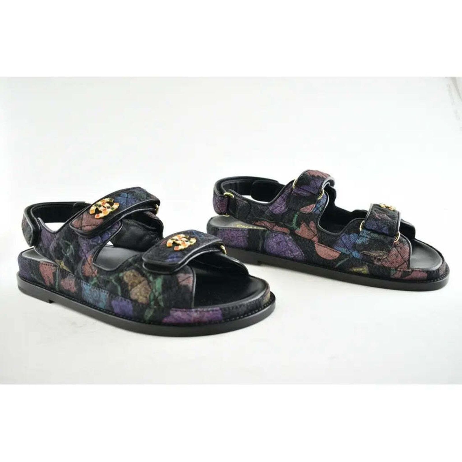 Chanel Chanel 21A Black Denim Graffiti CC Logo Mule Slide Strap Size US 9 / IT 39 - 3 Thumbnail