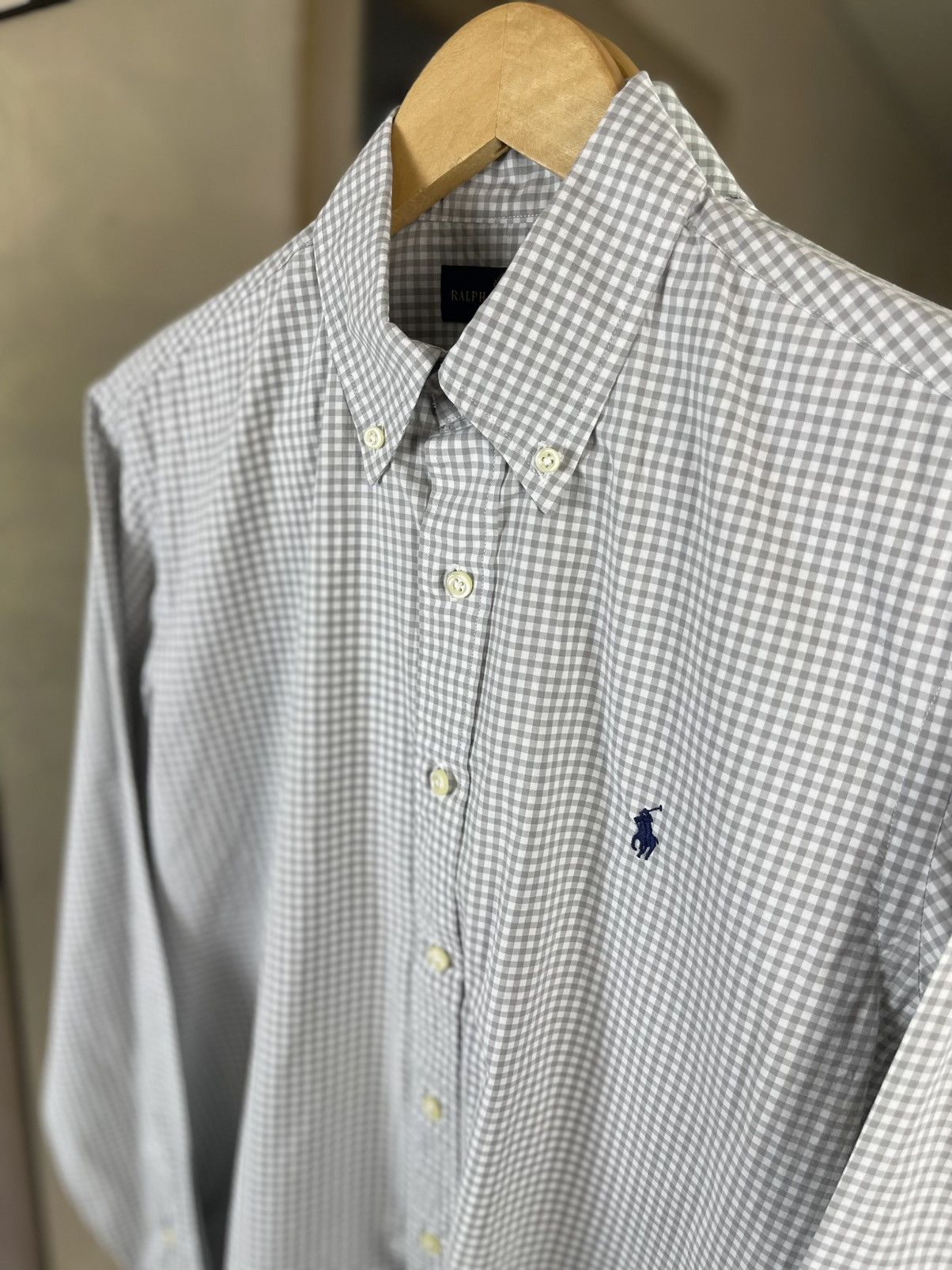 Polo Ralph Lauren Polo Ralph Lauren Gingham Oxford Shirt Custom Fit Grey Pony Size US M / EU 48-50 / 2 - 7 Thumbnail