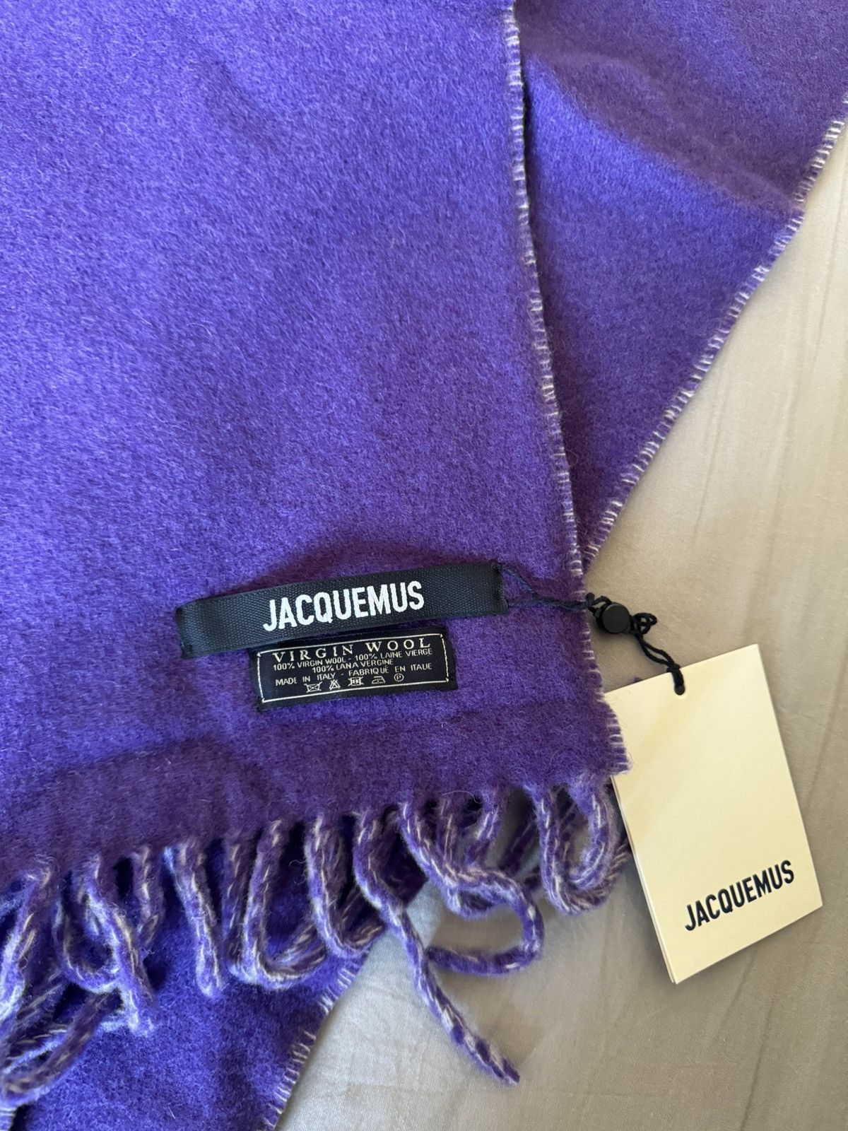Jacquemus Purple Wool Blended Logo Scarf Size ONE SIZE - 2 Thumbnail