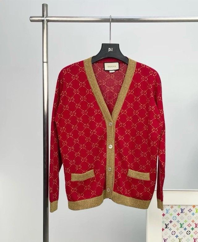 Gucci Gucci Red Logo Print Cardigan XS Size XS / US 0-2 / IT 36-38 - 1 Thumbnail