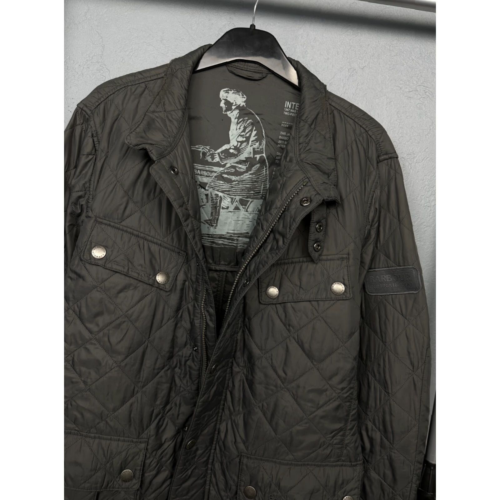 Barbour Barbour Barbour International Ariel Mens Quilted Jacket XL Gray Quilted Jacket Mens Barbour International Ariel XL Gray Size US XL / EU 56 / 4 - 2 Thumbnail