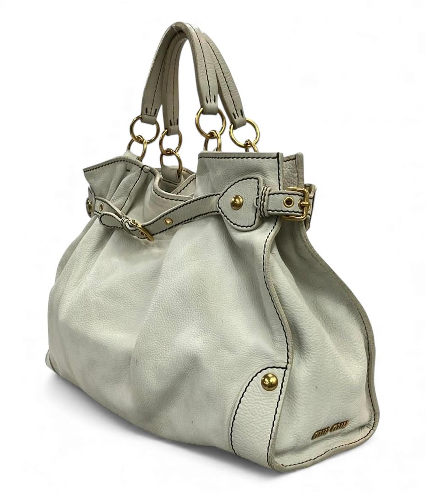 Miu Miu Miu Miu - White Leather Handbag with Gold Hardware Size ONE SIZE - 3 Thumbnail