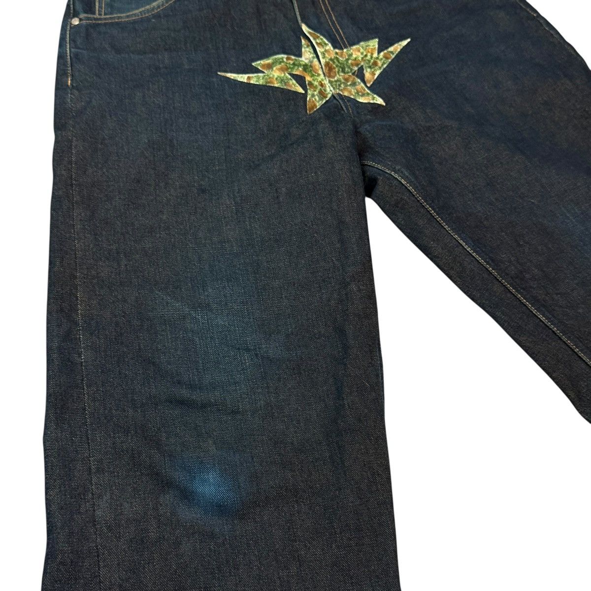 Bape A Bathing Ape Front Star Denim Straight Pants y2k Size US 31 - 8 Thumbnail