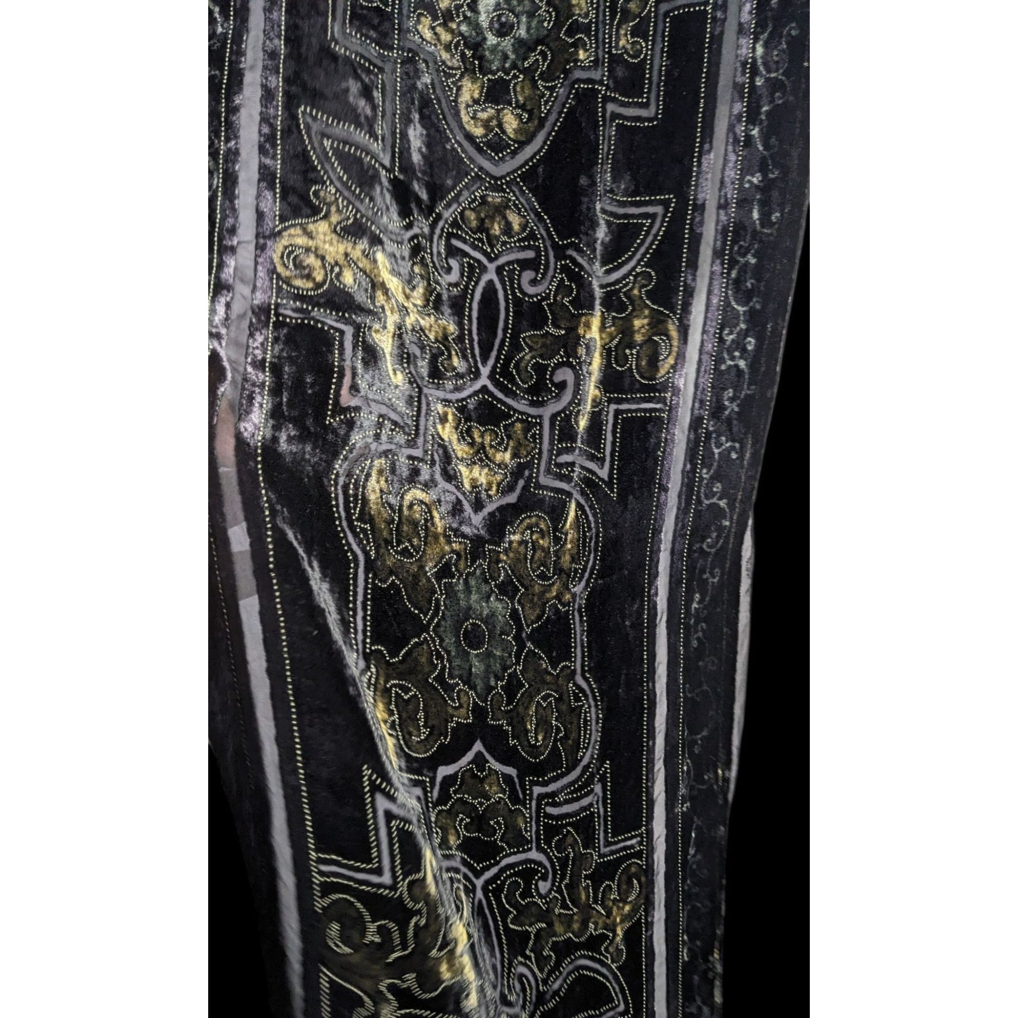 Chicos Chicos Black Burnt Velvet Scarf With Gold Baroque Print Size ONE SIZE - 3 Thumbnail