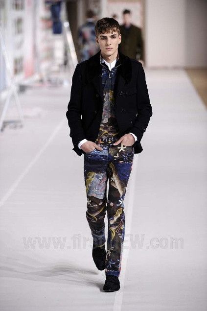 image of Dries Van Noten Printed Pants Runway Aw12 in Brown, Men's (Size 34)