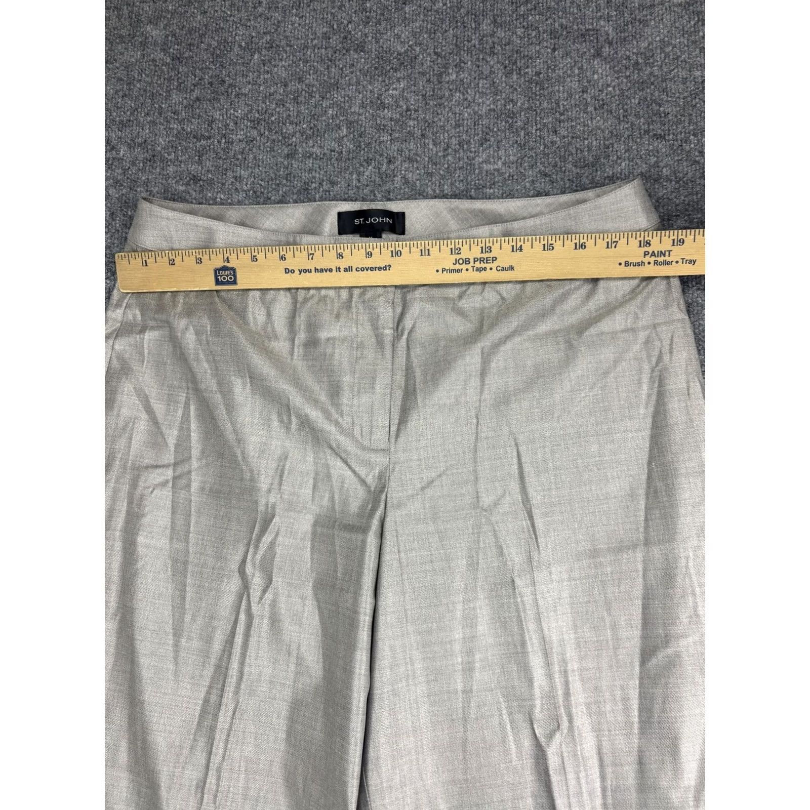 St. John St. John Dress Pants Womens 14 Beige Twill Straight Leg Classic Workwear Size 36" / US 14 / IT 50 - 3 Thumbnail