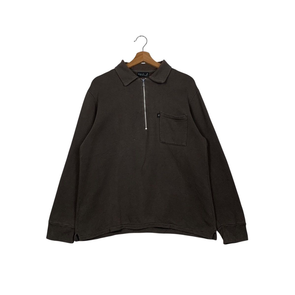 agnes b. AGNES B Half Zip Collared Single Pocket Sweatshirt #1607-C72 Size US M / EU 48-50 / 2 - 1 Thumbnail