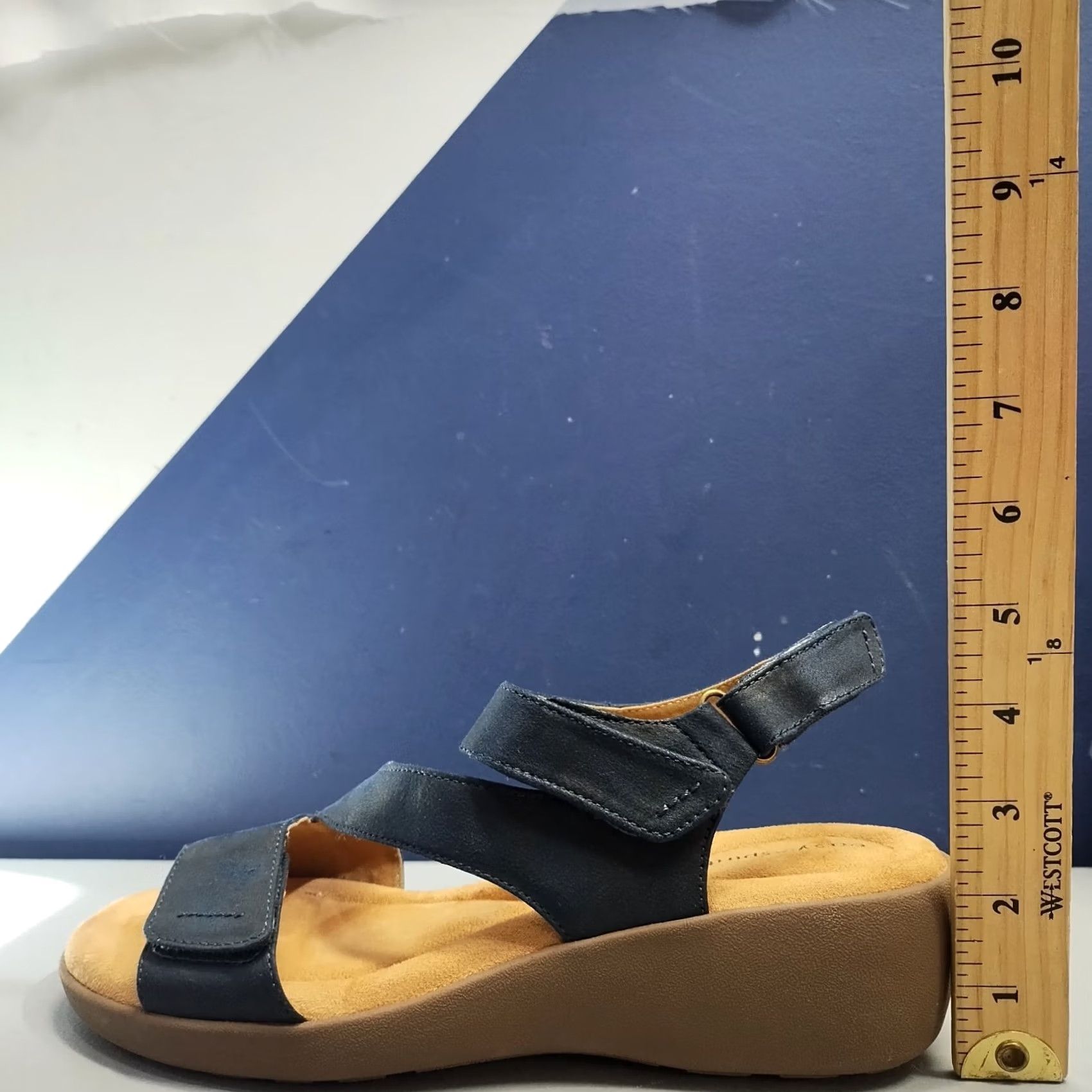 Vintage Easy Spirit Kimberly Wedge Sandals Womens US 10M Blue Brown Open Toe Hook & Loop - Comfort & Style Size US 10 / IT 40 - 8 Thumbnail