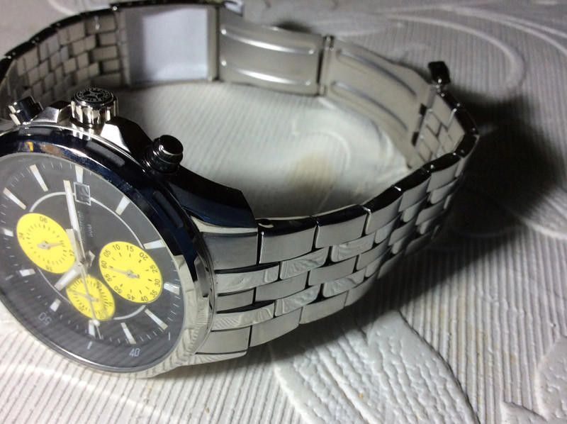 Designer Accurist Mens Black yellow dial stainless steel watch Size ONE SIZE - 10 Thumbnail
