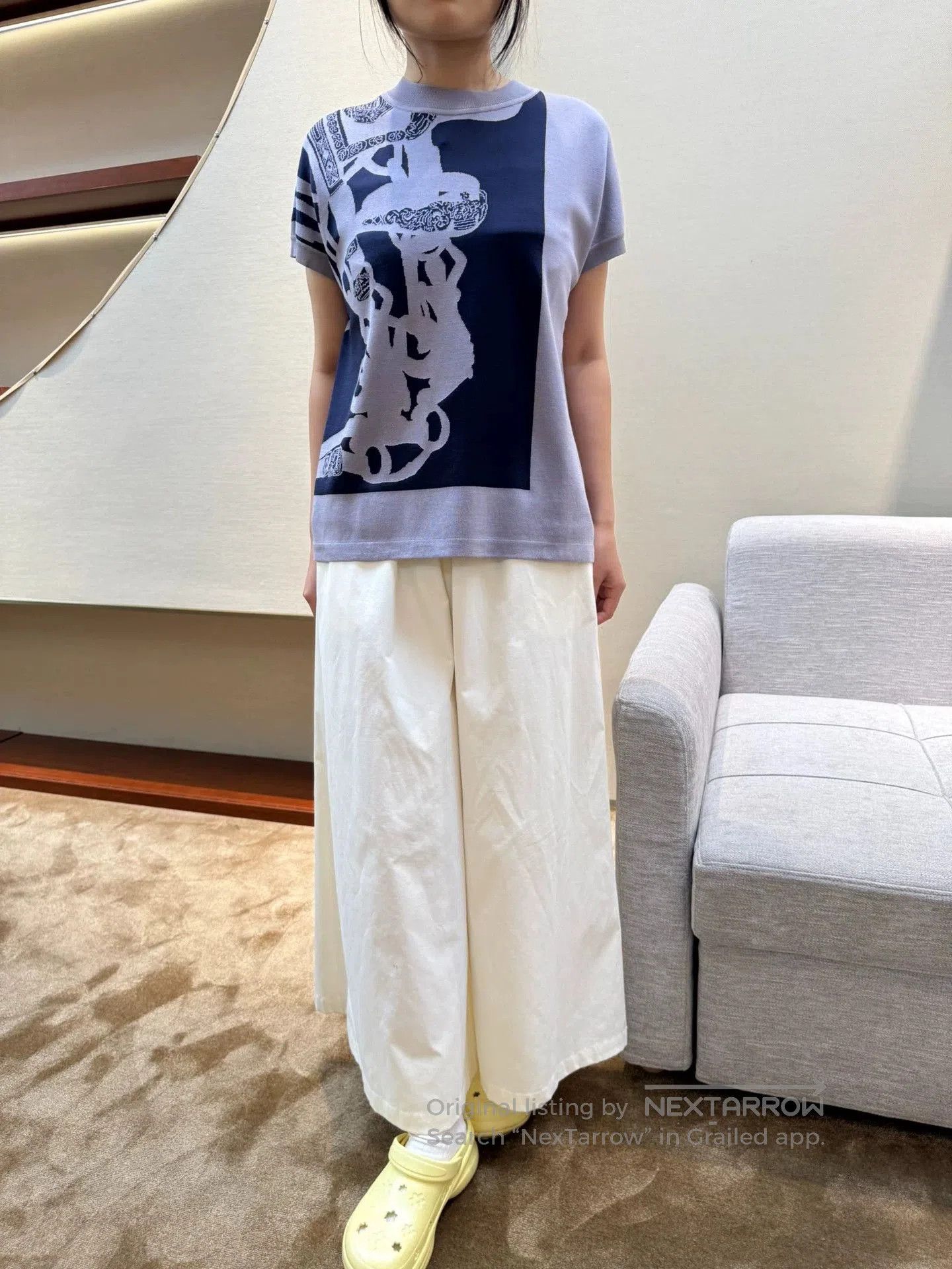 Hermès 2025 SS Cashmere Short-Sleeve Top.