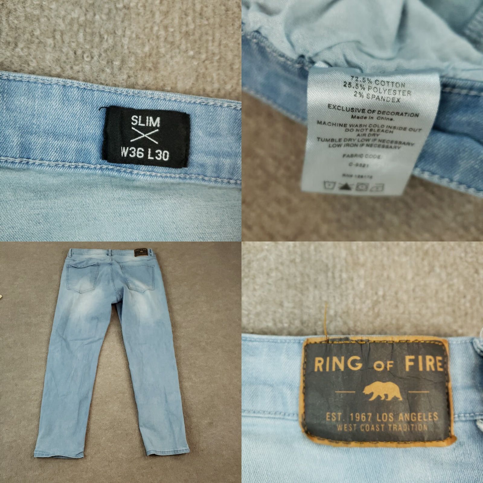 Ring Of Fire Ring of Fire Jeans Mens Size 34x28 Blue Denim Slim Fit Straight Casual Stretch Jeans Size US 34 / EU 50 - 8 Thumbnail