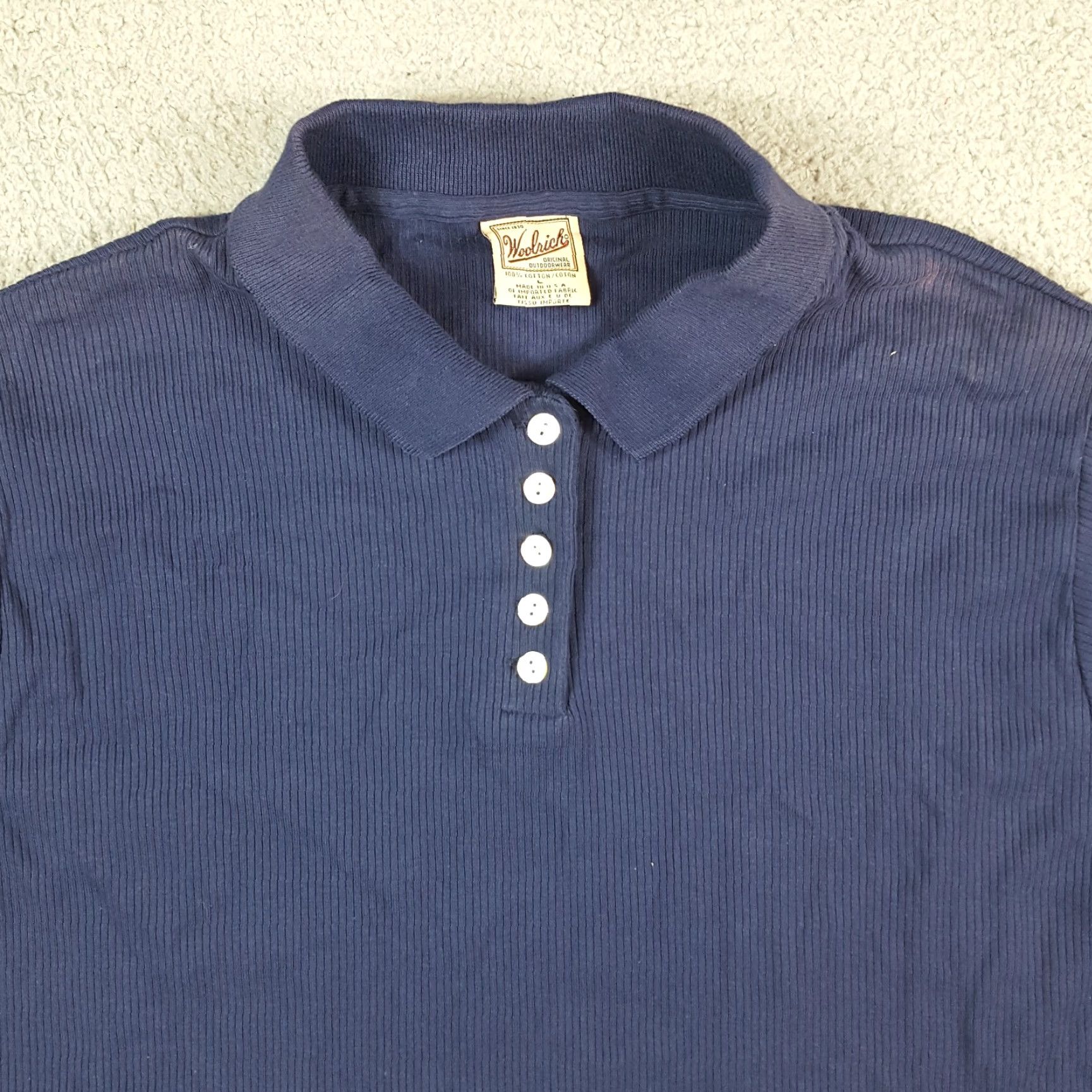 Vintage Woolrich Women's Polo Knit Collared Polo Navy Blue Size L Woolrich Polo Shirt 00s 90s Preppy Outdoor Retro Sports Casual Shirt Womens Size L / US 10 / IT 46 - 2 Thumbnail