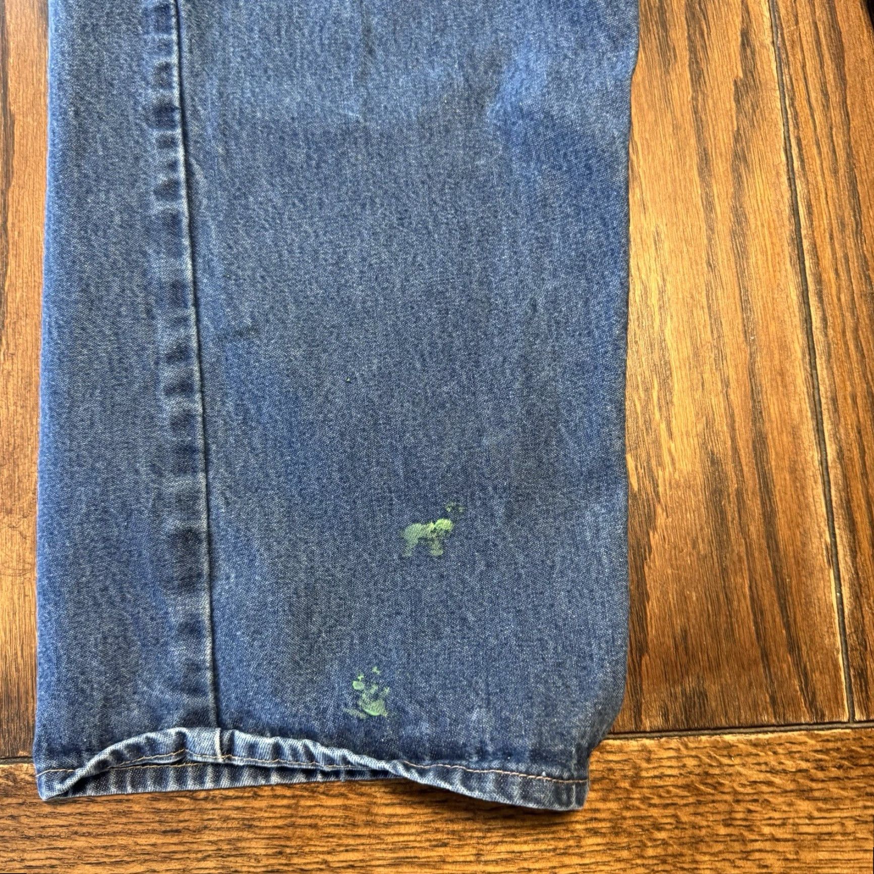Carhartt VINTAGE Carhartt Jeans Mens 44x30 FR Flame Resistant Distressed Paint USA 90s Grunge Denim Blue 5-Pocket Relaxed Straight Jeans Mens Size US 44 / EU 60 - 3 Thumbnail