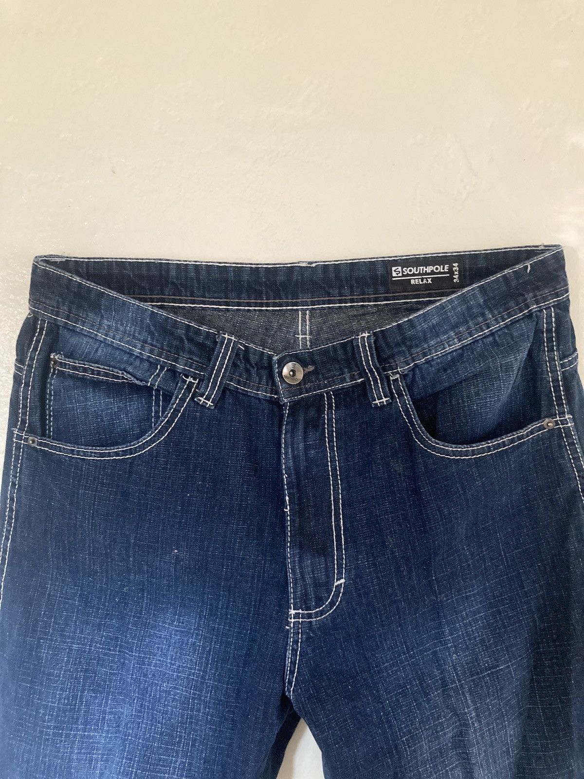 Southpole × Vintage Y2K southpole relaxed fit contrast stitch blue jeans Size US 34 / EU 50 - 4 Thumbnail