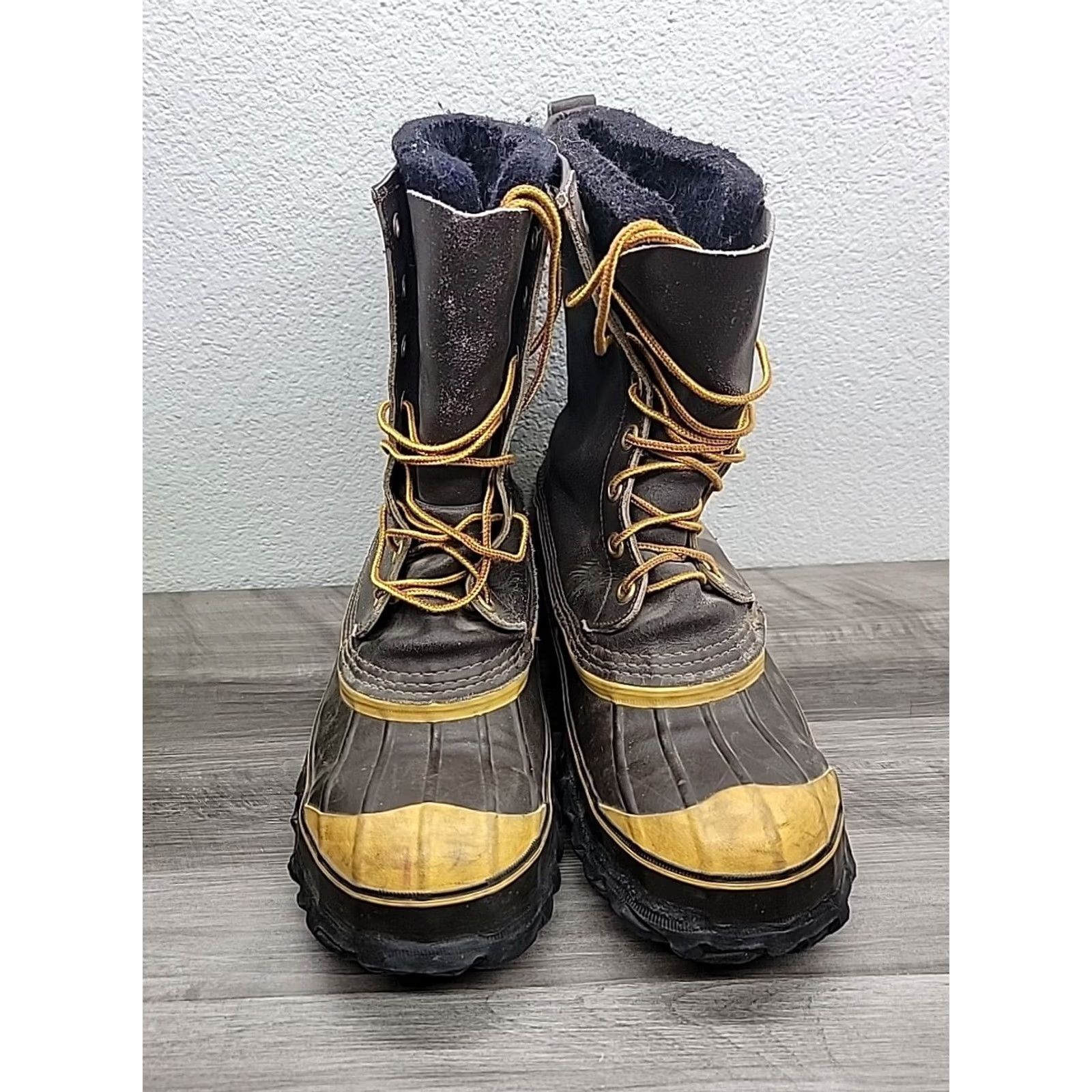 Vintage LaCrosse Outdoorsman Winter Wooly Steel Toe Insulated Safety Work Boots Mens 8 Brown Yellow Leather Rubber Mid-Calf Size US 8 / EU 41 - 3 Thumbnail