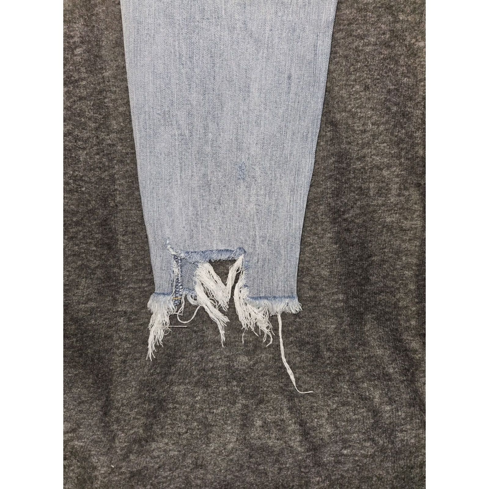 Denime Insane Gene Skinny Crop Jeans Juniors 13 Mid Rise Blue Denim Stretch Distressed Logo 5-Pocket Womens Size 34" / US 12 / IT 48 - 6 Thumbnail